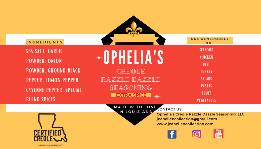 8 oz Ophelia’s Creole Razzle Dazzle Extra Spicy Seasoning