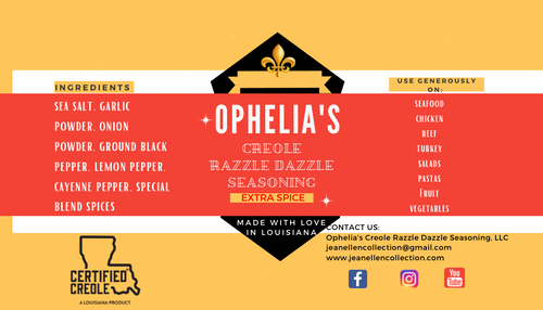 8 oz Ophelia’s Creole Razzle Dazzle Extra Spicy Seasoning